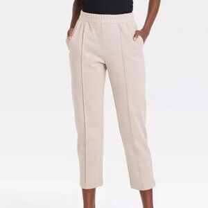 Women's High-Rise Regular Fit Tapered Ankle Knit Pants - A New Day™ Oatmeal XS